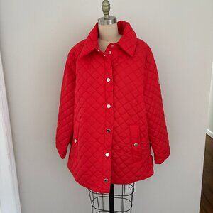 Anne Klein Women's Mid-Weight Quilted Snap-Up Red Jacket, Size XXL